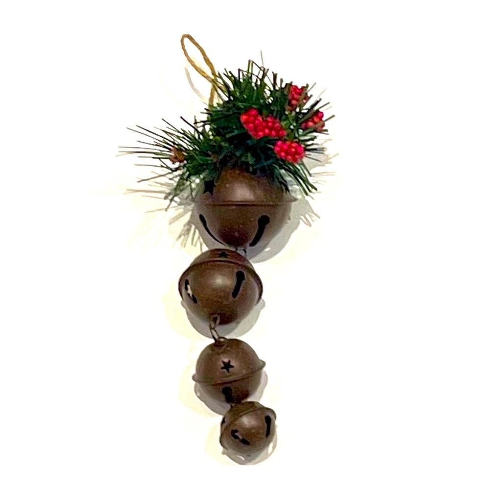 Vintage Rustic Festive Brown Jingle Bell Ornament